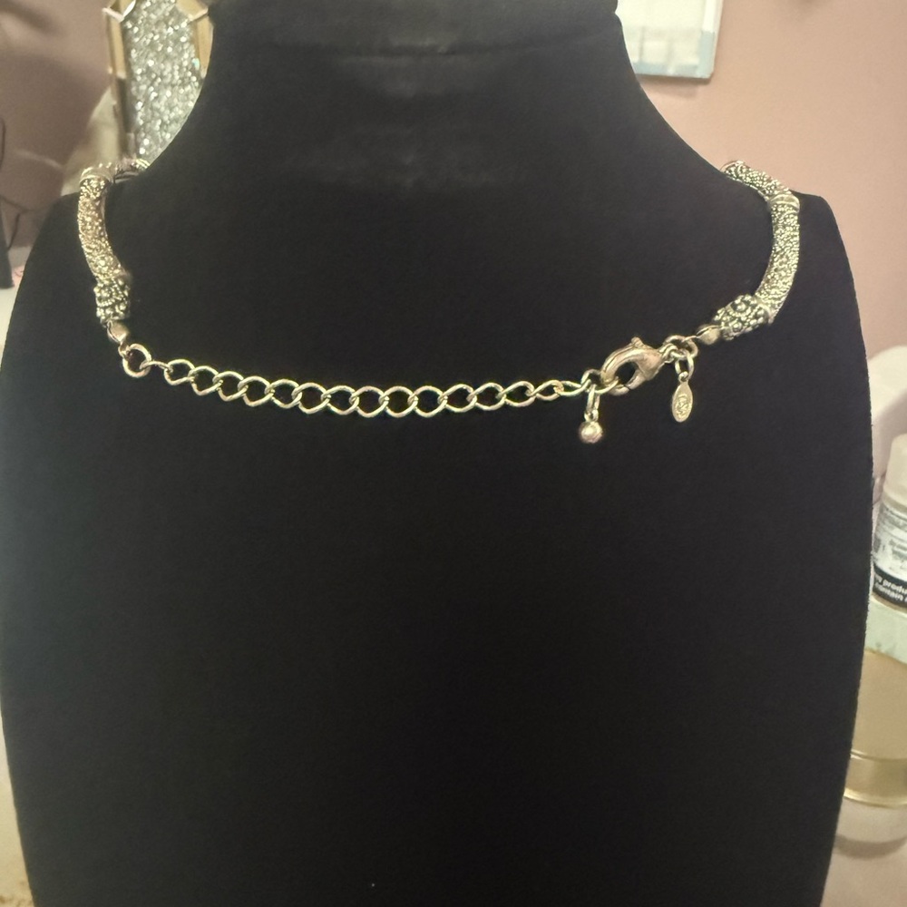 Multifaceted Silver Bracket Necklace Adjustable - image 2